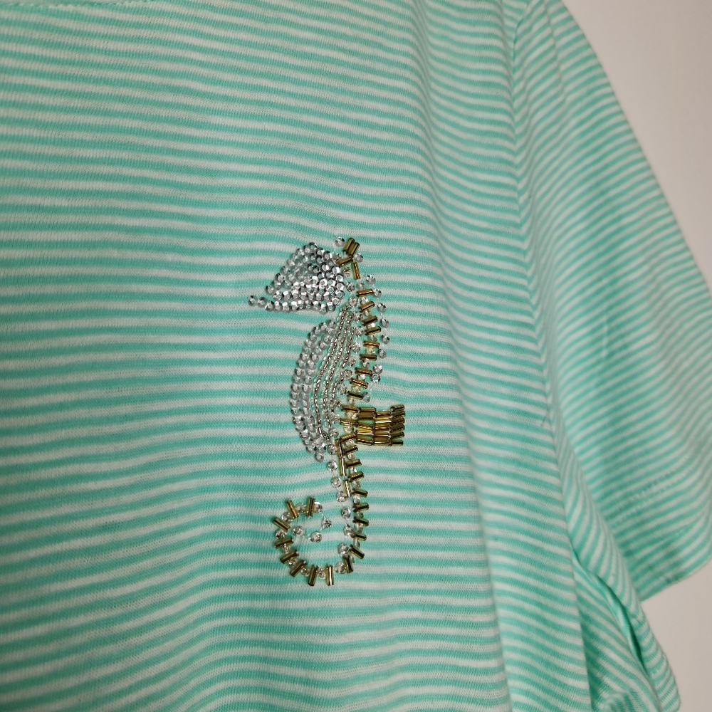 Joules Striped Carley Print Short Sleeve Classic Crewneck T Shirt Womens Size 14 - Picture 3 of 8